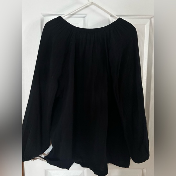 Old Navy Black Long Sleeve V-Neck Cotton Top XL - Picture 2 of 4
